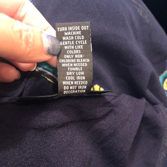 INC Navy Lined Cold Shoulder Paisley Pheasant Top NWOT - Picture 9 of 9